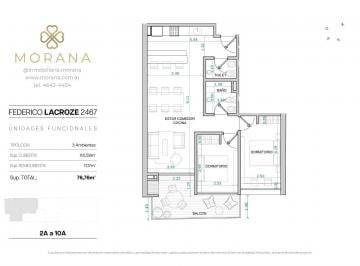 Departamento · 65m² · 3 Ambientes · Departamento 3 Ambientes | Al Frente | Balcón | 2 Baños | Belgrano - 7°a
