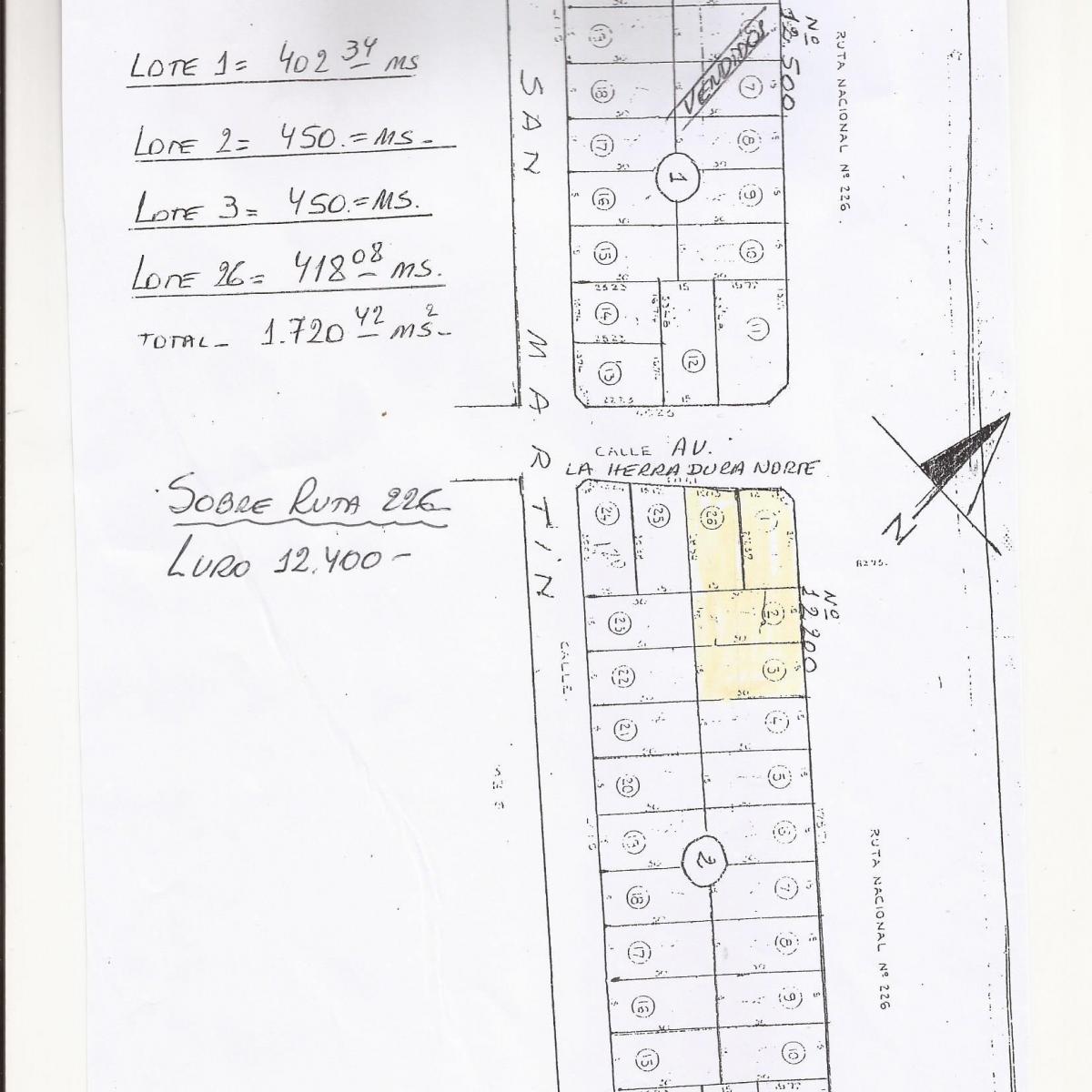 Sobre ruta 226, entrada A mar del plata – Lote 2: 450 m²