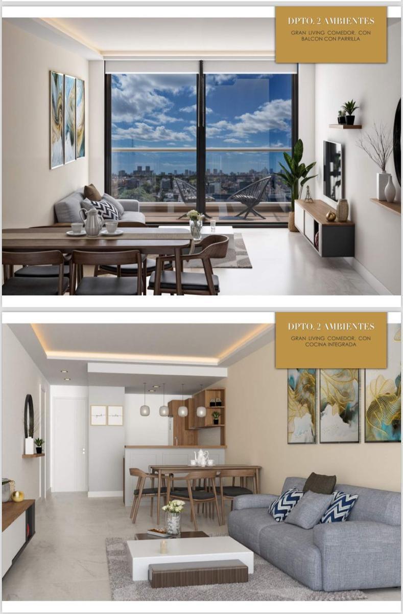Venta departamentos 3 ambientes de pozo en zona Guemes. Cocina integrada con amplio living comedor Balcon con parrilla Baño de recepción