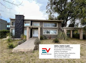 Casa · 260m² · 15 Ambientes · 4 Cocheras · Venta. Punto Claro (Villa Gral Belgrano) Moderna Casa 3 Dorm! + Gran Patio Piscina Quincho Asador