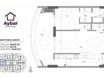Departamento · 83m² · 4 Ambientes · 1 Cochera · Departamento 1 Dormitorio en Venta en Torre Jacarandá - Distrito, a m de Av Perón