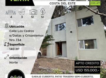 Casa · 140m² · 6 Ambientes · Casa Más Depto. a La Venta en Costa del Este - Los Cedros E/ Dalias y Cisantemos Al 734