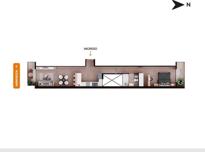 Departamento · 55m² · 2 Ambientes