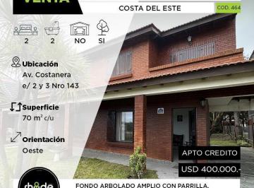 Casa · 70m² · 3 Ambientes · 1 Cochera · Chalets a La Venta en Costa del Este - Av Costanera E/ 2 y 3 Al 143 - Rhode Propiedades