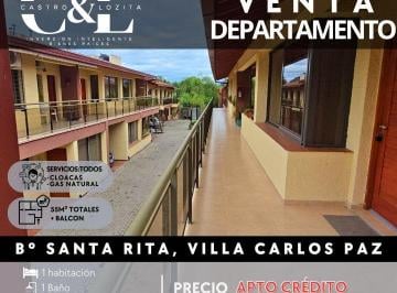Departamento · 55m² · 3 Ambientes · 1 Cochera · Venta Dpto de 1 Dor, Cochera y Pileta en Santa Rita - Villa Carlos Paz