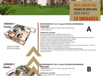Departamento · 50m² · 1 Dormitorio · 1 Cochera · Departamentos en Pozo, Financiacion, Santa Rita, Villa Carlos Paz