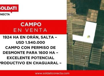 Campo · 19240000m² · Campo en Chaguaral