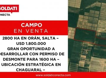 Campo · 28000000m² · Campo en Salta - 2800 Ha con Permiso de Desmonte