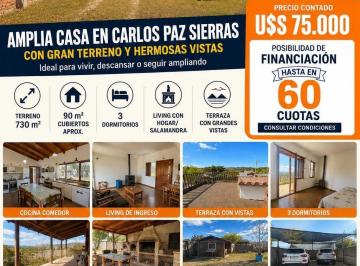 Casa · 90m² · 3 Dormitorios · 2 Cocheras · Casa en Carlos Paz Sierras a Pasos del Río – Financia 60 Cuotas