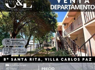 Departamento · 74m² · 3 Ambientes · 1 Cochera · Se Vende Dpto de 2 Dor C/cochera y Pileta en La Costanera de Carlos Paz - Santa Rita