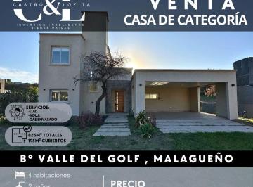 Casa · 195m² · 7 Ambientes · 1 Cochera · Venta Casa de Categoría de 3/4 Dor a Estrenar en Valle del Golf - Malagueño