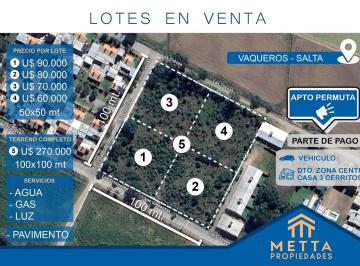 Terreno · 500m² · Venta - Loteo Vaqueros, Salta