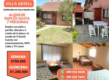 Casa de 4 ambientes, Villa Gesell · Alquiler Chalet / Duplex / Casa Villa Gesell y Pinamar Hasta 7 Personas