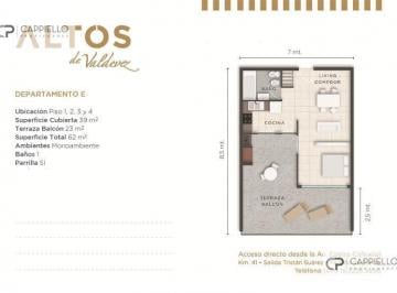 Departamento · 39m² · 1 Ambiente · 1 Cochera · Departamento en Venta - Valdevez Monoambiente con Gran Balcon en L, Apto Crédito