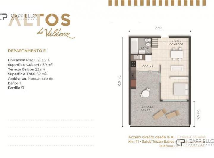 Departamento · 39m² · 1 Ambiente · 1 Cochera