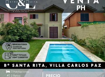 PH · 110m² · 5 Ambientes · 1 Cochera · Venta PH de 3 Dorm. con Pileta en Barrio Santa Rita – Villa Carlos Paz