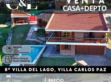 Casa · 283m² · 7 Ambientes · 1 Cochera · Venta Casa Principal de 2 Dorm. con Piscina y Departamento en Villa del Lago - Villa Carlos Paz