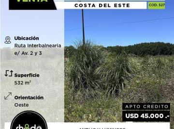 Terreno · 532m² · Terreno a La Venta en Costa del Este - Ruta Interbalnearia E/ Av 2 y 3