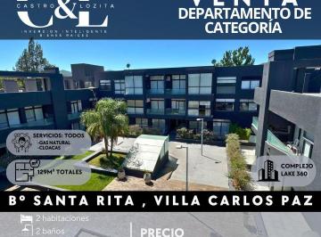 Departamento · 129m² · 3 Ambientes · 1 Cochera · Dpto de Categoría Equipado 2 Dor, 2 Baños C/cochera, Patio, Pileta en Exclusivo Lake 360. Carlos Paz