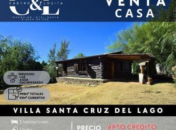 Casa · 93m² · 4 Ambientes · 1 Cochera · Casa de Madera con 3 Dor y Gran Terreno. Ideal Para Complejo Turístico en Villa Santa Cruz del Lago