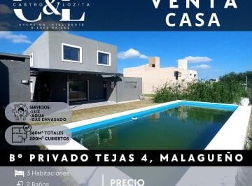 Casa · 200m² · 5 Ambientes · 1 Cochera · Casa de 3 Dorm. a Estrenar con Piscina y Cochera en Barrio Privado Tejas 4