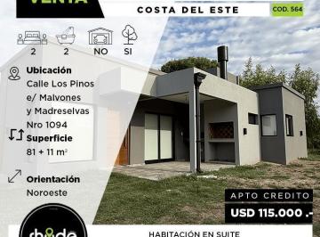 Casa · 81m² · 3 Ambientes · Casa Sobre Esquina con Dos Habitaciones en Costa del Este - Calle Los Pinos E/ Malvones y Madreselva