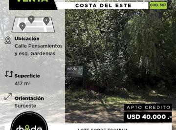 Terreno · 417m² · Terreno Sobre Asfalto en Costa del Este - Calle Pensamientos E/ Gardenias y Margaritas