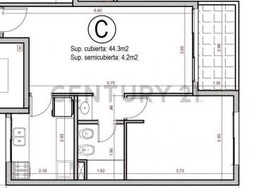 Departamento · 46m² · 2 Ambientes · departamento de Categoría de 1 Dormitorio Ubicado en 18 E/ 46 y 47 La Plata. a Estrenar.<.