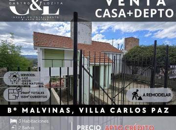 Casa · 154m² · 5 Ambientes · 2 Cocheras · Propiedad Casa de 2 Dor Dpto a Remodelar en B° Malvinas - Carlos Paz