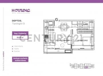Departamento · 48m² · 2 Ambientes · Apto Credito Depto - Housing en Docta