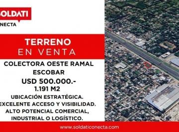Terreno · 1191m² · Terreno Sobre Colectora Oeste Ramal Escobar con 46,40 m de Frente - 1119 m² en Venta - Garín - Escobar