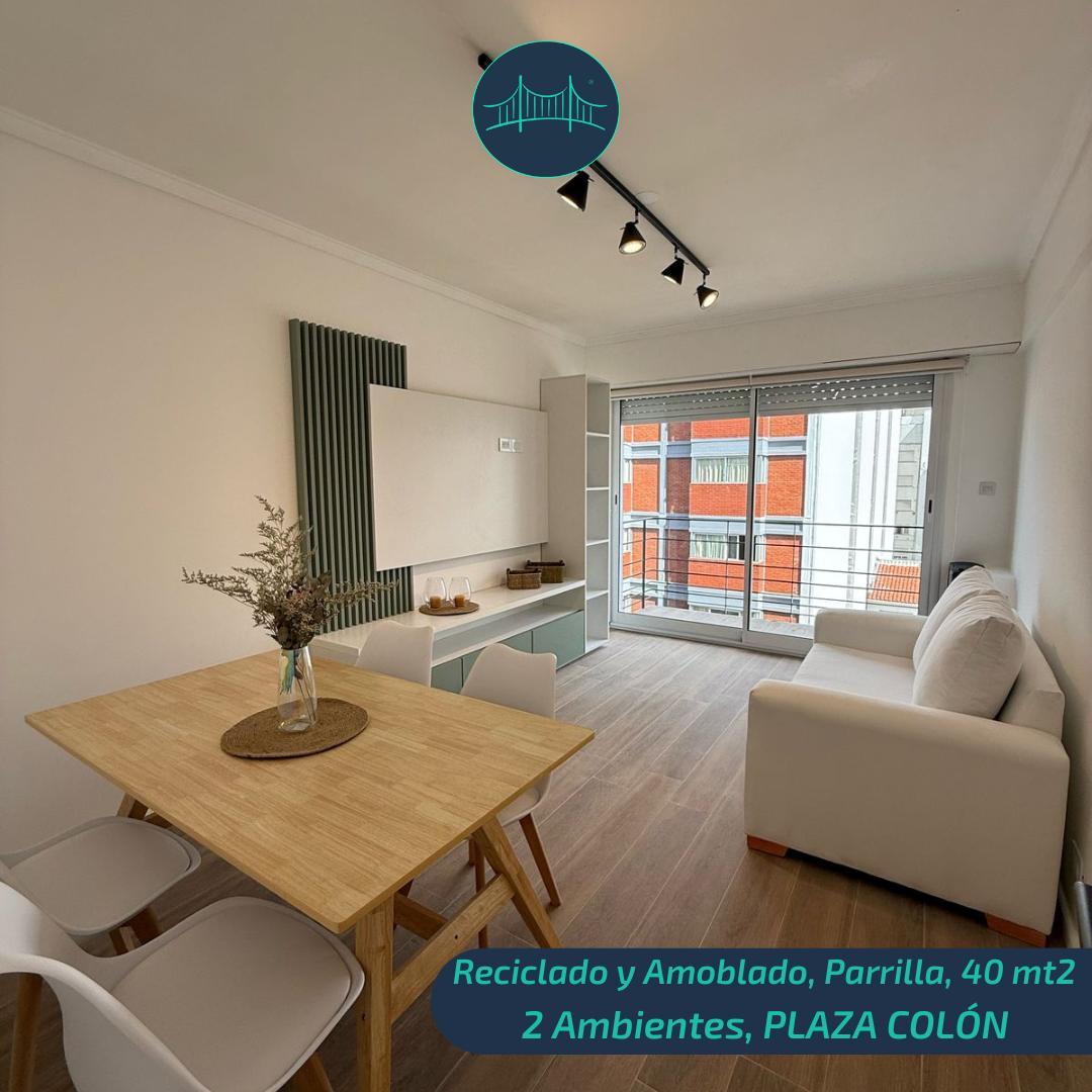Departamento 2 amb, 40m² con balcón y parrilla — Plaza Colón