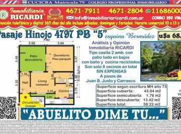 PH · 43m² · 2 Ambientes · Abuelito Dime Tu - Tipo Casita Todo en Bajos con Patio