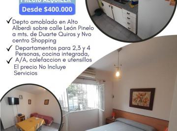 Departamento · 40m² · 2 Ambientes · Departamento Amoblado en Alquiler en Alto Alberdi Excelente Ubicación