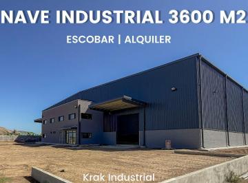 Bodega-Galpón · 3650m² · Alquiler de Nave Industrial de 3.650 m² en Predio Cerrado. a Estrenar! Escobar.