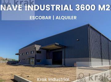 Bodega-Galpón · 3650m² · Alquiler de Nave Industrial de 3.650 m² en Predio Cerrado. a Estrenar! Escobar.