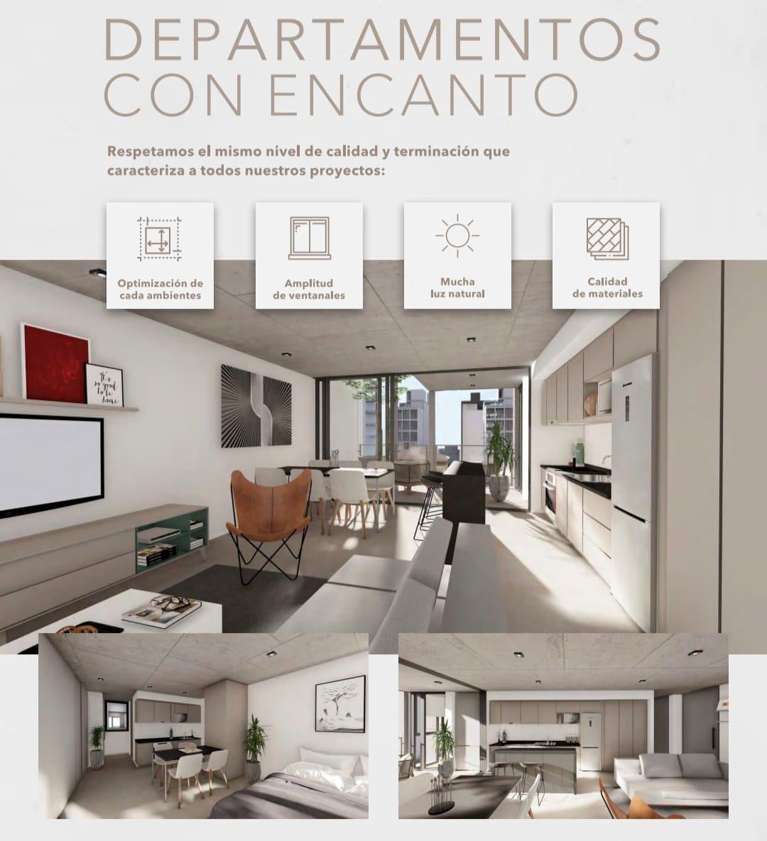 Venta departamento de 2 ambientes. Living comedor. cocina integrada. toilette de recepcion. dormitorio en suite. balcon.