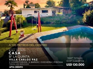 Casa · 151m² · 3 Ambientes · 1 Cochera · Venta Casa 2 Dorm. con Pileta a 100 m del Centro en La Quinta 1ra Sección - Villa Carlos Paz