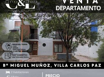 Departamento · 55m² · 3 Ambientes · 1 Cochera · Depto 2 Dor C/cochera a 200 m de La Av Carcano - Miguel Muñoz, Villa Carlos Paz