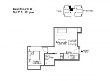 Departamento · 32m² · 2 Ambientes · Venta, 2 Amb, Apto Profesional, a Estrenar - Opcional Cochera