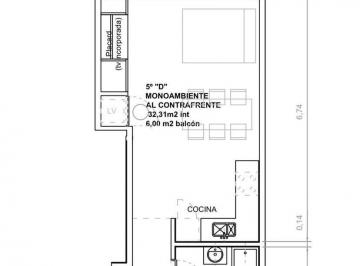 Departamento · 33m² · 1 Ambiente · Monoambiente Parque Avellaneda