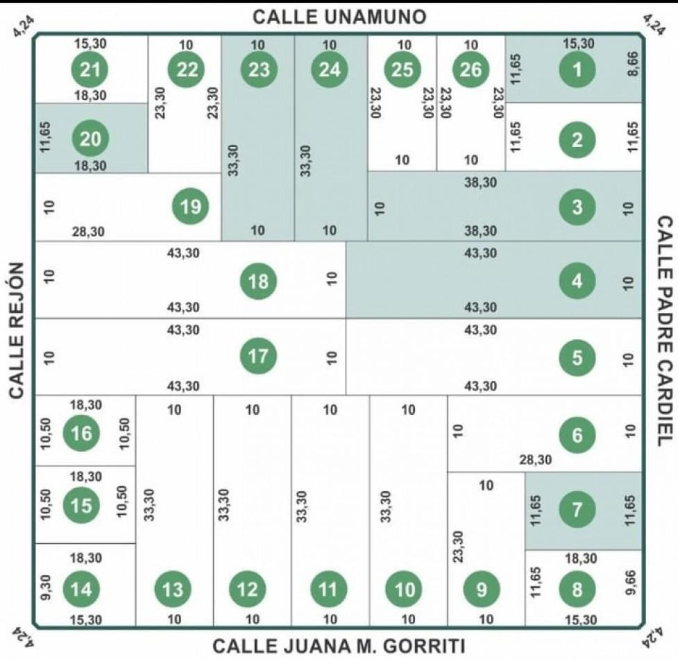 Lote 1 de 8,66 x 15,30 mts (217 m2) en Los Pinares