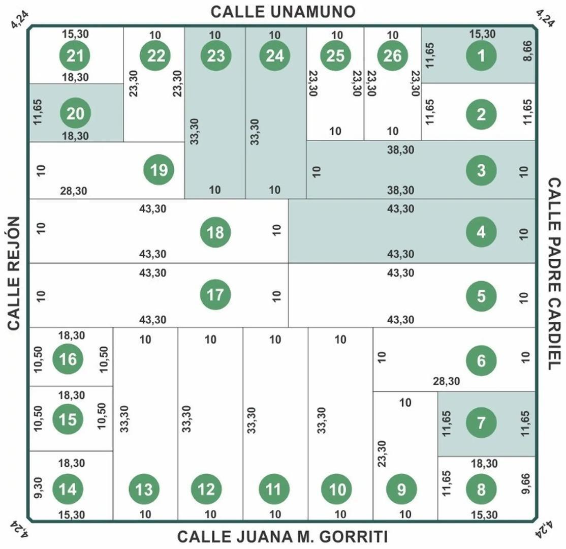 Lote en Los Pinares. Poseen todos los servicios. Opción lindero 383m2.