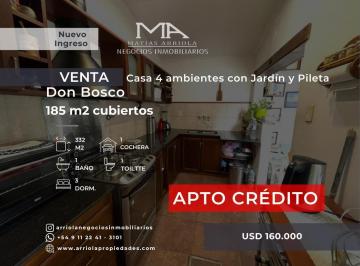 Casa · 186m² · 4 Ambientes · 1 Cochera · Casa en 4 Ambientes en Don Bosco Apto Credito
