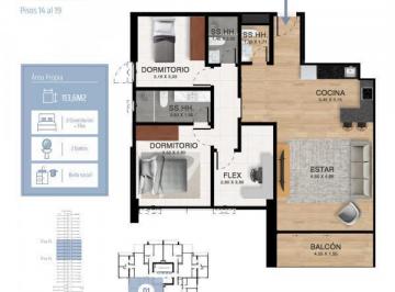 Departamento · 81m² · 3 Ambientes · Las Lomas (Asunción - Paraguay): Venta en Pozo Depto de 3 Amb Piso 17° Al Frente.