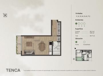 Departamento · 36m² · 1 Ambiente · Monoambiente en Construcción en Palermo Hollywood - Tenca