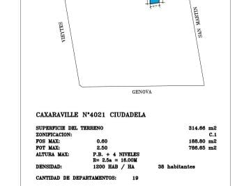 Terreno , Tres de Febrero · Ciudadela Caxaraville m². Fos.0.60 Fot. 2.50