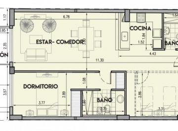 Departamento · 80m² · 4 Ambientes · 1 Cochera · Departamento a Amoblado en Alquiler