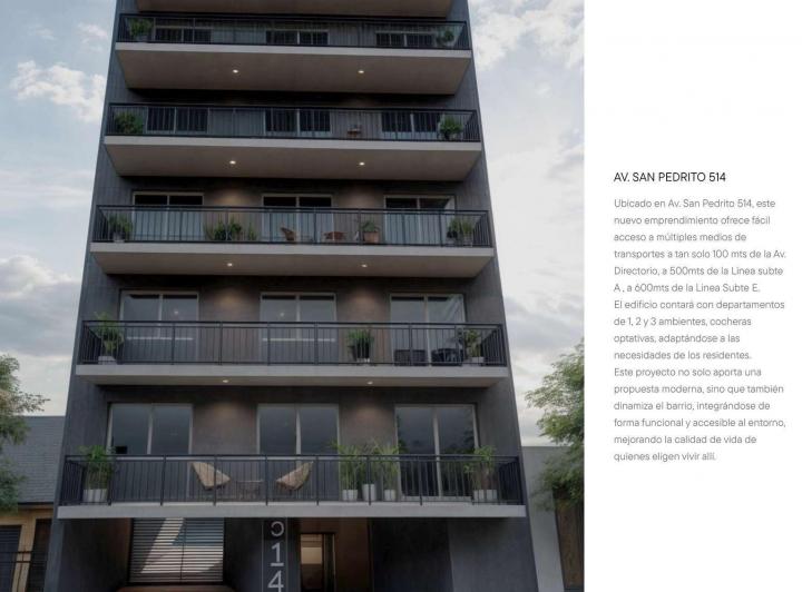 fachada · Av San Pedrito 514 - Unidades de 1, 2 y 3 Ambientes