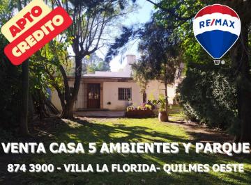 Casa · 176m² · 5 Ambientes · 1 Cochera · Venta Casa 5 Ambientes Villa La Florida Quilmes.